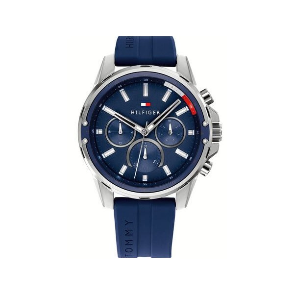 TOMMY HILFIGER 1791791 MASON AC 45MM ESF&CO AZUL LOGO MARCA GRABADO 3ATM