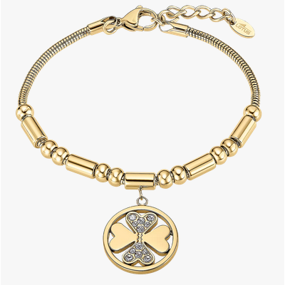 Pulsera Lotus Style Mujer Millennial Trébol Acero Inoxidable Dorado Ref: LS2467-2/2