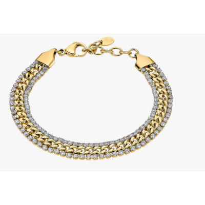 Pulsera Lotus Style Mujer Old Money Acero Inoxidable Dorado Con Circonitas Ref:  LS2569-2/2