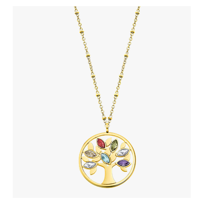 Collar Lotus Style Mujer Árbol De La Vida Acero Inoxidable Dorado Circonitas De Colores Ref: LS2192/1/2