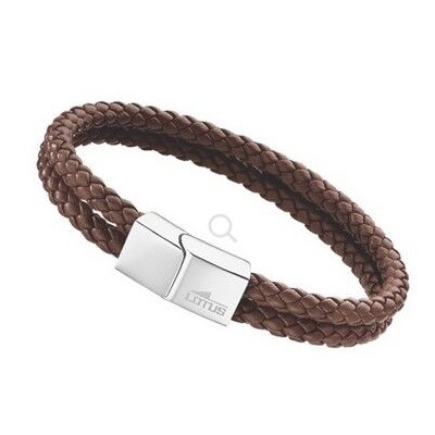 Pulsera Lotus Style Hombre LS2011-2/2 Acero Cuero Trenzado Doble Ref:LS2011-2/2
