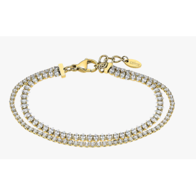 Pulsera Lotus Style Mujer Old Money Acero Inoxidable Dorado Con Circonitas Ref: LS2574-2/2