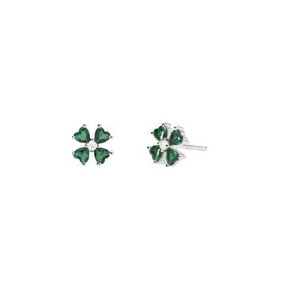 Pendientes Mabina Plata Flor Verde Ref:563775