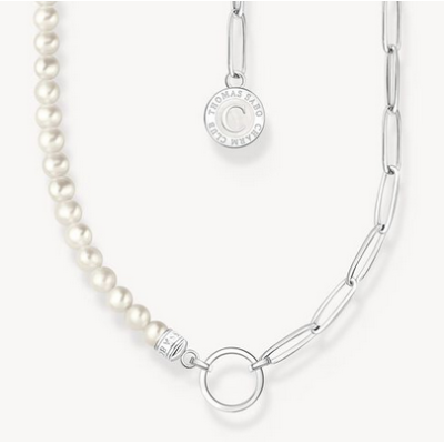 Cadena Charm Thomas Sabo Con Perlas Blancas Y Coin En Plata De Ley Ref: KE2189-158-14-L45V
