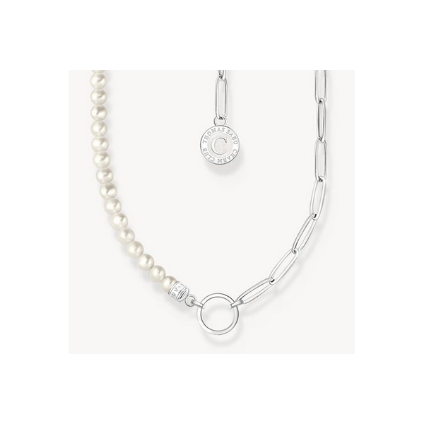 Cadena Charm Thomas Sabo Con Perlas Blancas Y Coin En Plata De Ley Ref: KE2189-158-14-L45V