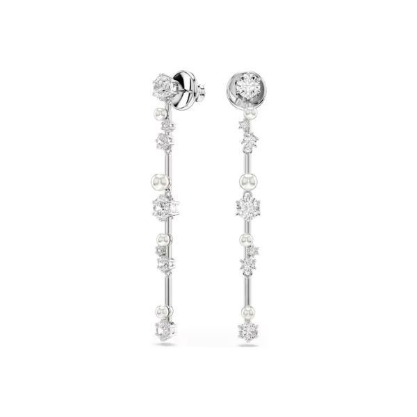 Pendientes Swarovski Constella Crystal Pearl Talla Redonda Blancos Baño De Rodio Ref: 5705614