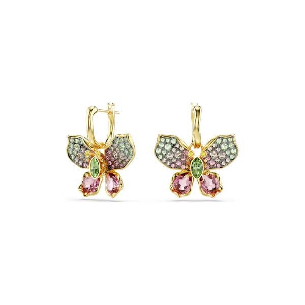 Pendientes Swarovski Idyllia Tallas Mixtas Pavé Mariposa Multicolores Baño Tono Oro Ref: 5709953