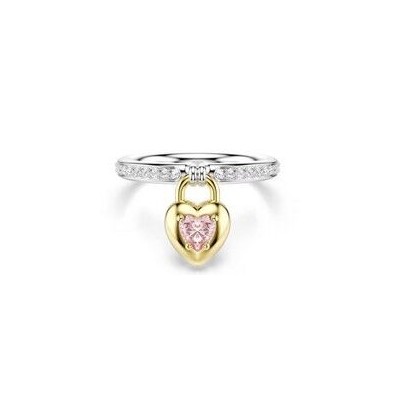 Anillo Swarovski Idyllia Corazón Baño Oro y Rodio y Cristales Blancos y Rosa Talla 52 Ref: 5737271