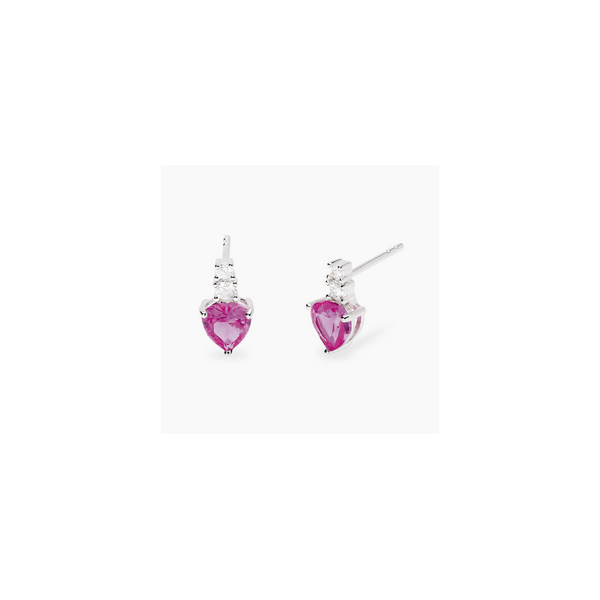 Pendientes Mabina Mujer Corazón Corindón Rosa Sintético Plata De Ley Ref: 563951