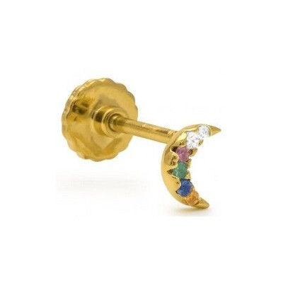 Piercing de Plata de Ley 925 y Circonita Multicolor acabado en oro amarillo 18k - Ziti  Ref:PIR264Y2000