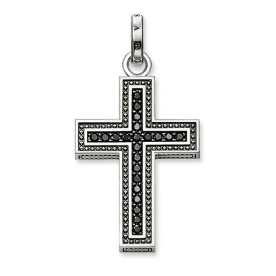 THOMAS SABO PE530-051-11 COLGANTE CRUZ DE PAVÉ NEGRO STERLING SILVER REBEL AT HEART