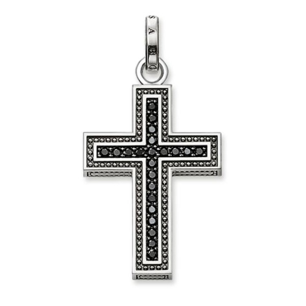 THOMAS SABO PE530-051-11 COLGANTE CRUZ DE PAVÉ NEGRO STERLING SILVER REBEL AT HEART