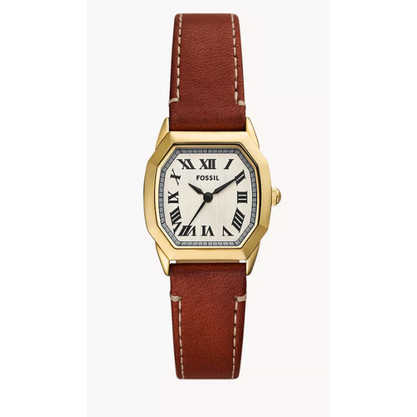 Reloj Fossil Mujer Harlow Piel En Tono Marrón Medio Con 3 Agujas 27mm Ref: ES5364