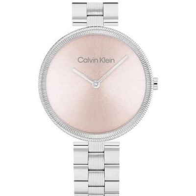 Reloj Calvin Klein Mujer Gleam Plateado y Rosa Analógico 32mm Ref: 25100015