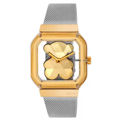 Reloj Tous Mujer Analógico Con Brazalete De Acero De Malla Milanesa y Acero Dorado D-Bear Party Ref: 3000143500