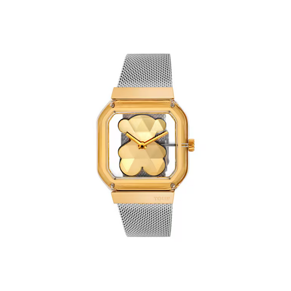 Reloj Tous Mujer Analógico Con Brazalete De Acero De Malla Milanesa y Acero Dorado D-Bear Party Ref: 3000143500