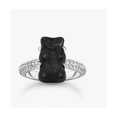 Anillo Thomas Sabo Haribo Osito De Oro Negro Y Piedras De Circonitas Plata De Ley Ref: TR2478-052-11-52