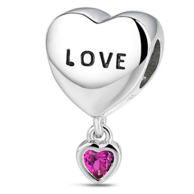 Charm A Tu Lado Corazón Love Plata De Ley Con Piedra Fucsia Ref: 9123159