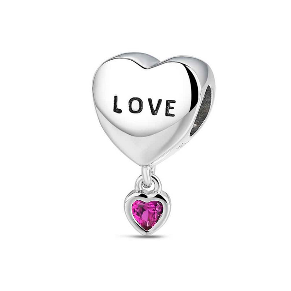 Charm A Tu Lado Corazón Love Plata De Ley Con Piedra Fucsia Ref: 9123159