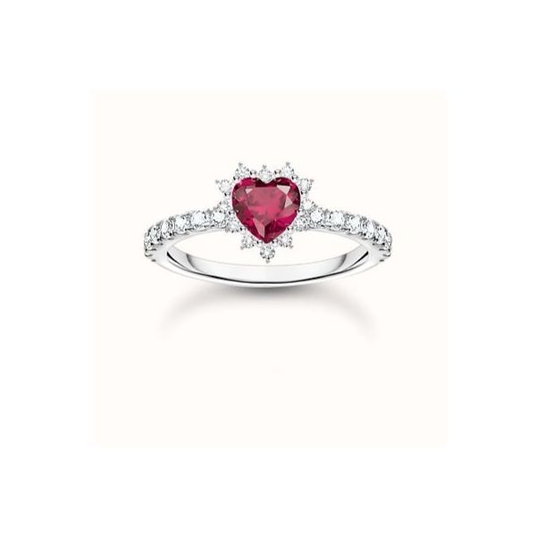 Anillo Thomas Sabo Mujer Romance Corazón Rojo Plata De Ley Ref: TR2484-013-10-56