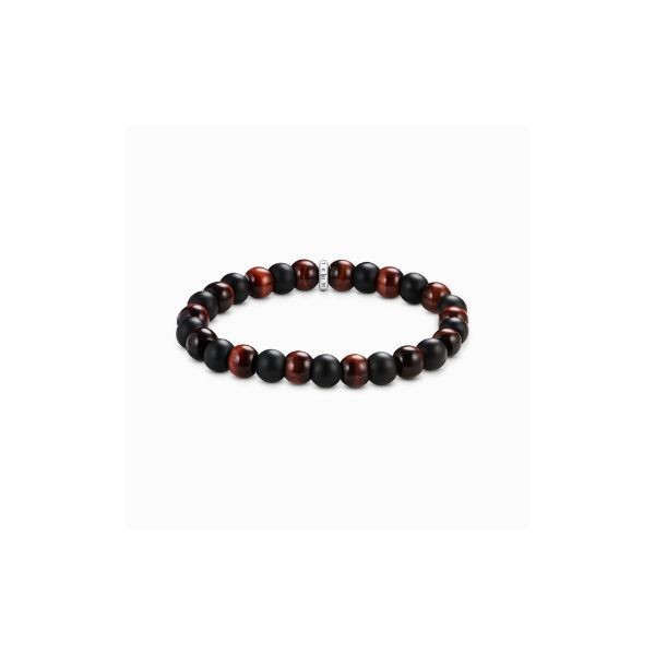 Pulsera Thomas Sabo Caballero Bolas Obsidiana y Ojo De Tigre 9mm Ref: A2196-806-7-L17