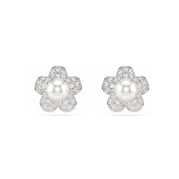 Pendientes Swarovski Angelical Flor Baño Rodio, Cristales Blancos y Perla Ariana Grande Ref: 5756098