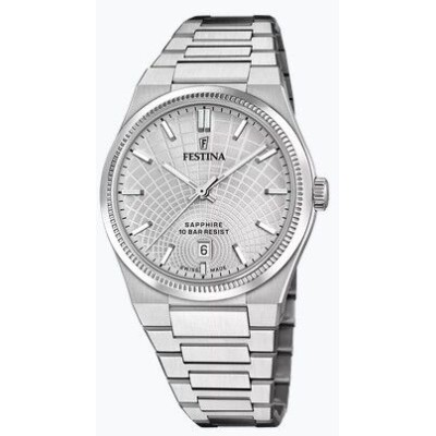 Reloj Festina Rivé Caballero Acero Esfera Plateada Swiss Made 40mm Ref: F20051/2