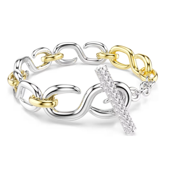 Pulsera Swarovski Dextera Talla Redonda Cierre De Barra En Blanca Combinación De Acabados Metálicos Ref: 5741797