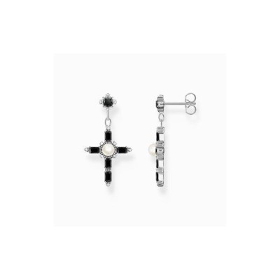 Pendientes Thomas Sabo Mujer Cross Romance Plata Negra Ref: H2312-167-11