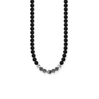 Collar Thomas Sabo Caballero Obsidiana Con Calavera y Cruces Plata De Ley Ref: KE1100-159-11-L70