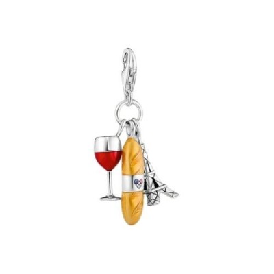 COLGANTE DE MUJER THOMAS SABO CHARM COPA DE VINO TINTO, BAGUETTE Y TORRE EIFFEL REF. 2078-390-7