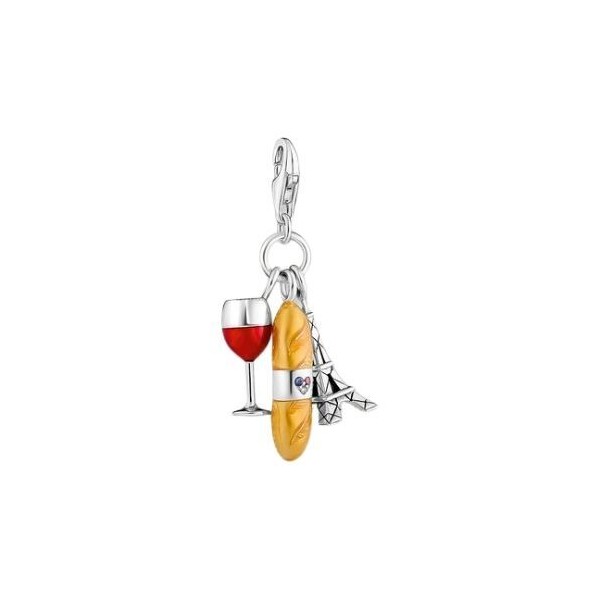 COLGANTE DE MUJER THOMAS SABO CHARM COPA DE VINO TINTO, BAGUETTE Y TORRE EIFFEL REF. 2078-390-7