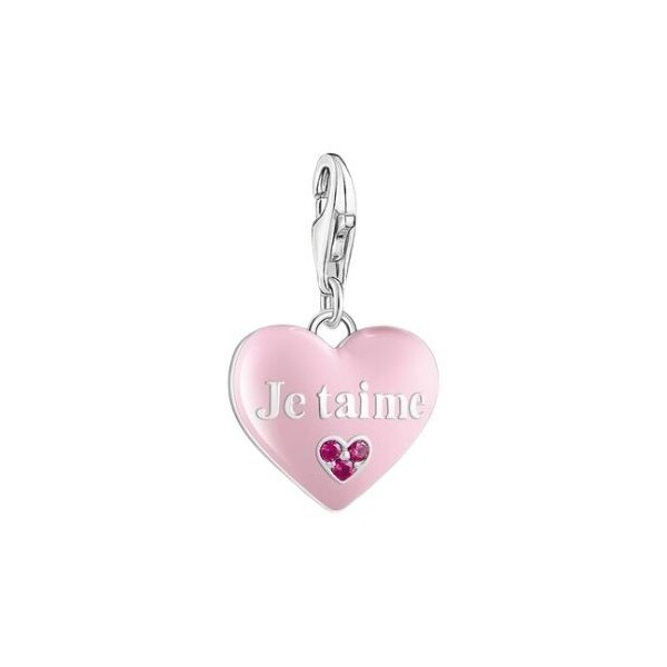 COLGANTE DE MUJER THOMAS SABO CHARM DE CORAZÓN ROSA «JE T´AIME» REF. 2073-042-9