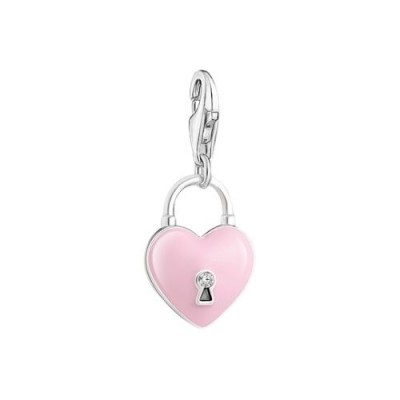 COLGANTE DE MUJER THOMAS SABO CHARM DE CANDADO ROSA EN FORMA DE CORAZÓN REF. 2071-691-9