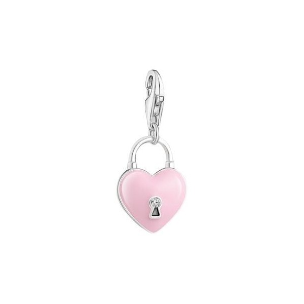 COLGANTE DE MUJER THOMAS SABO CHARM DE CANDADO ROSA EN FORMA DE CORAZÓN REF. 2071-691-9