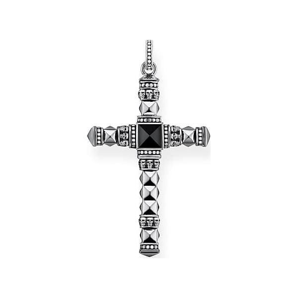 THOMAS SABO PE775-698-11 COLGANTE CRUZ ÉTNICA NEGRA MEDIANA STERLING SILVER REBEL AT HEART