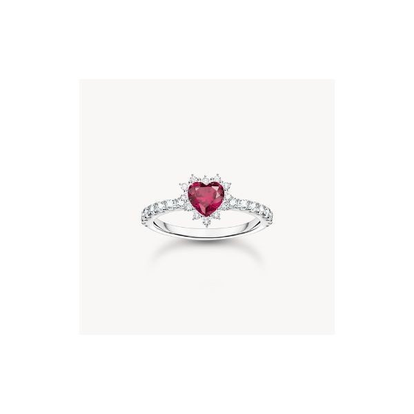 Anillo Thomas Sabo Mujer Romance Corazón Rojo Plata De Ley Ref: TR2484-013-10-54