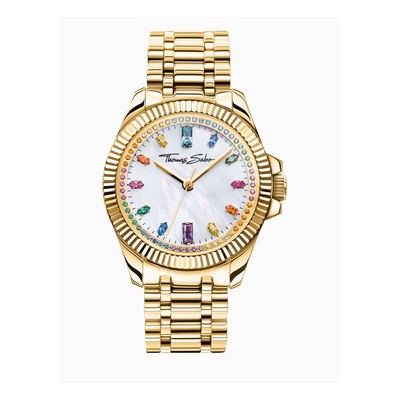 Reloj Thomas Sabo Divine Rainbow Tono Dorado Con Piedras De Colores Ref: WA0395-264-207-33MM