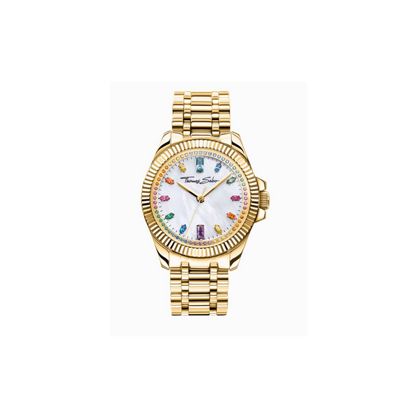 Reloj Thomas Sabo Divine Rainbow Tono Dorado Con Piedras De Colores Ref: WA0395-264-207-33MM