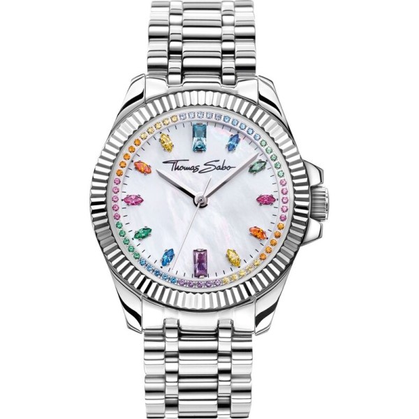 Reloj Thomas Sabo Mujer Divine Rainbow Acero Piedras De Colores 33mm Ref:  WA0394-201-201