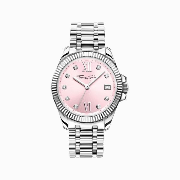 Reloj Thomas Sabo Mujer Divine Pink Acero Con Piedras Blancas 33mm Ref: WA0401-201-204