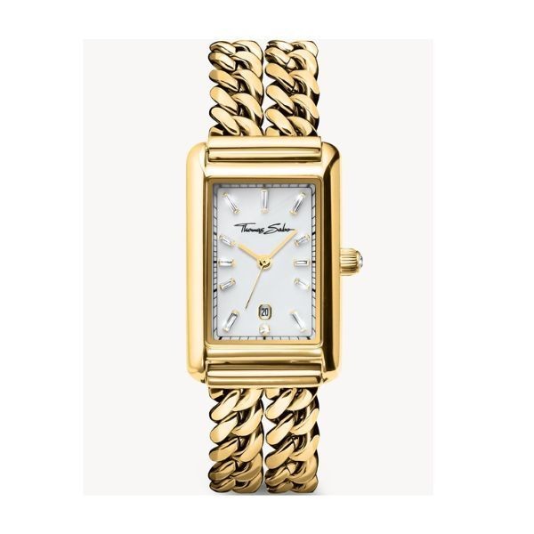 Reloj Thomas Sabo Mujer Elegance Rectangular Acero En Tono Dorado 22mm Ref: WA0429-291-207