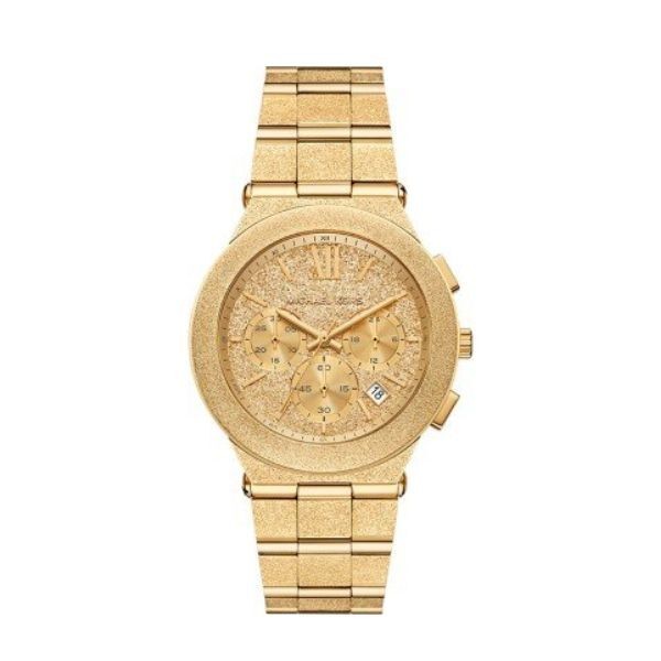 Reloj Michael Kors Mujer Billie Oversize Acero Tono Dorado Esmerilado Cronógrafo 40mm Ref: MK7556