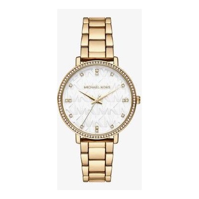Reloj Michael Kors Mujer Pyper Acero IP Dorado Esfera Blanca 39mm Ref: MK4919