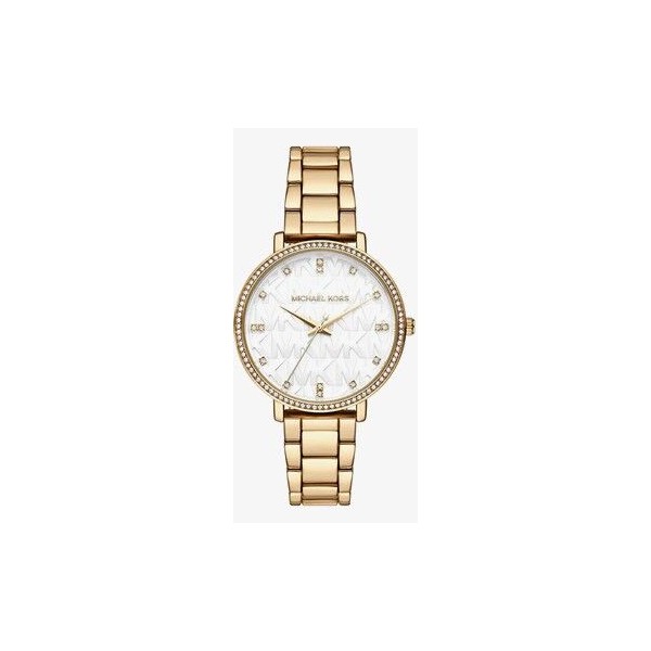 Reloj Michael Kors Mujer Pyper Acero IP Dorado Esfera Blanca 39mm Ref: MK4919