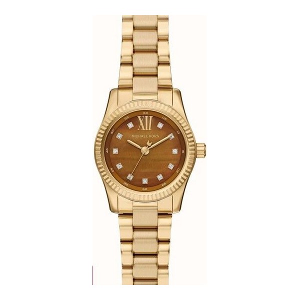 Reloj Michael Kors Lexington Mujer Acero Ip Dorado Esfera Ojo De Tigre 26mm Ref: MK7578