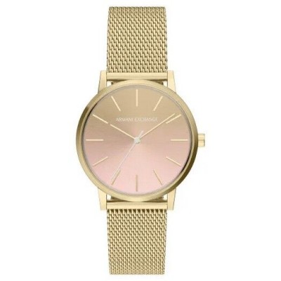 Reloj Armani Exchange Mujer Malla Milanesa Acero En Tono Dorado Esfera Rosa 36mm Ref:AX5619