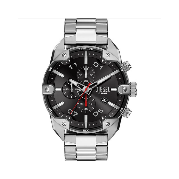 Reloj Diesel Spiked Caballero Acero Esfera Negra Cronógrafo 46mm Ref: DZ4709