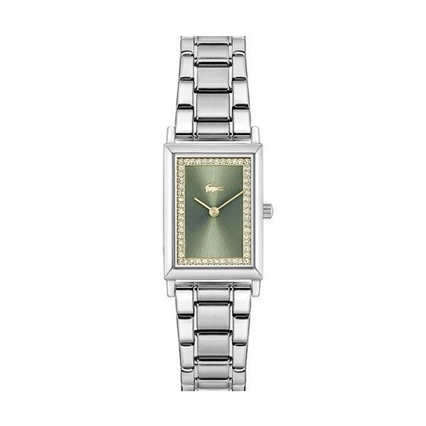 Reloj Lacoste Mujer Catherine Acero Caja Rectangular Esfera Verde Con Incrustaciones 28,3mm Ref: 2001406