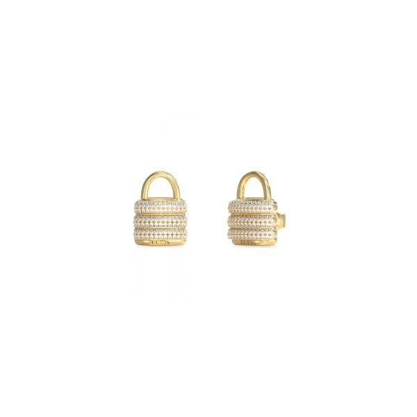 Pendientes Guess Mujer My Secret Candado Acero Baño Oro Con Circonitas Blancas Ref: JUBE05419JWYGT-U